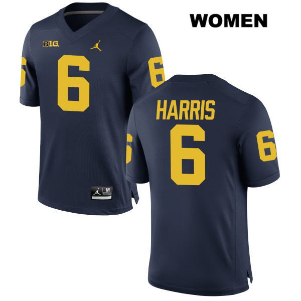 Women's NCAA Michigan Wolverines Drake Harris #6 Navy Jordan Brand Authentic Stitched Football College Jersey JB25H58DM